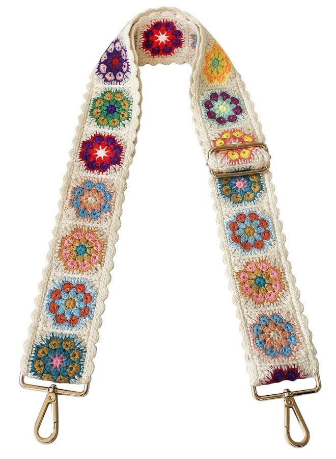 TCOMVEZ Purse Straps Replacement Crossbody for Handbags Crochet Flower Women Adjustable Bag Strap 2 inch Wide - Image 1